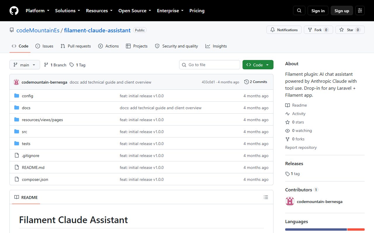 Portada de Filament Claude Assistant